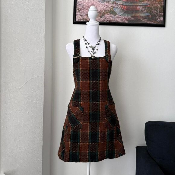 City triangles vintage 90s plaid mini dress overalls - Picture 2 of 7
